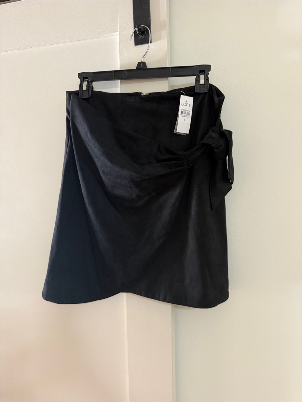 LOFT Black Suede Side Bow Mini Skirt